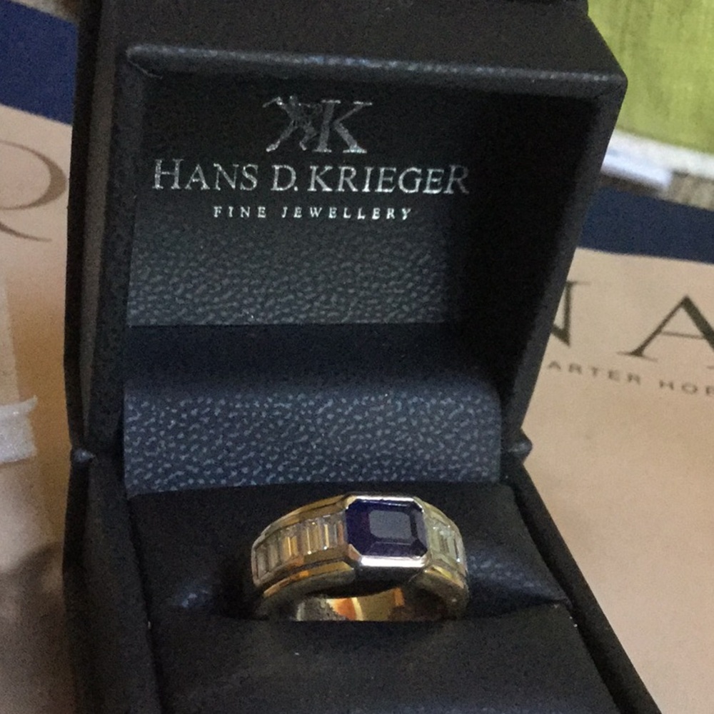 Hans D KRIEGER sapphire diamond vintage collector ring estate jewelry 18K gold - Picture 6 of 16